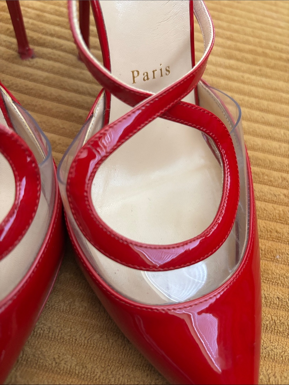 Christian Louboutin Optisexy Red Patent Slingback Strappy Pointed Heels - Picture 4 of 7